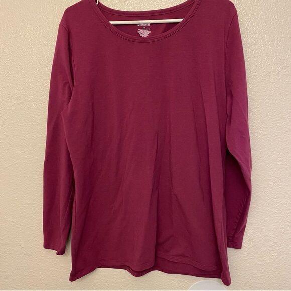 Duluth Trading crewneck long sleeve No-Yank Long Sleeve Scoopneck pink purple-1X - Picture 1 of 6